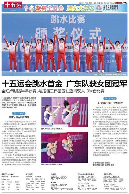 十五运会跳水首金诞生！广东队夺女子团体冠军
